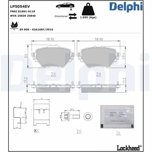 Sada brzdových platničiek kotúčovej brzdy DELPHI LP5054EV