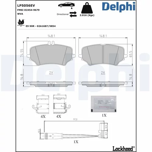 Sada brzdových platničiek kotúčovej brzdy DELPHI LP5056EV