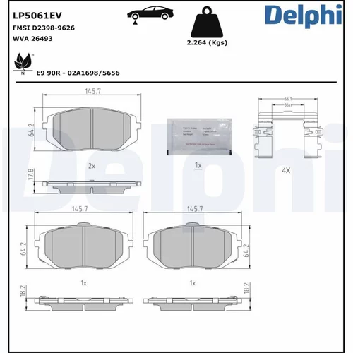 Sada brzdových platničiek kotúčovej brzdy DELPHI LP5061EV