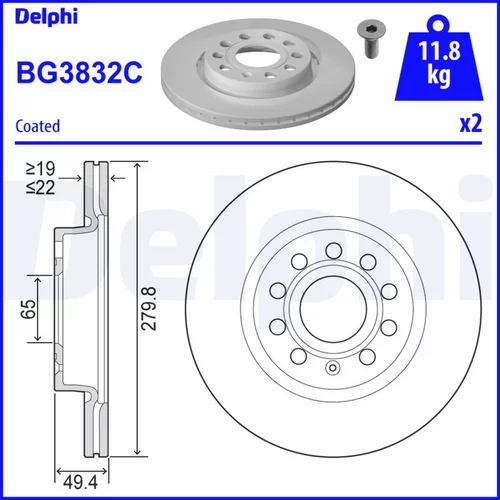 Brzdový kotúč DELPHI BG3832C