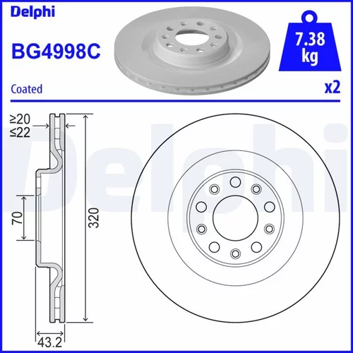 Brzdový kotúč DELPHI BG4998C