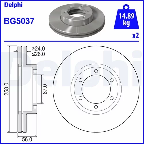 Brzdový kotúč DELPHI BG5037