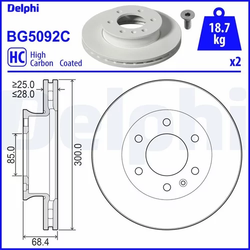 Brzdový kotúč DELPHI BG5092C