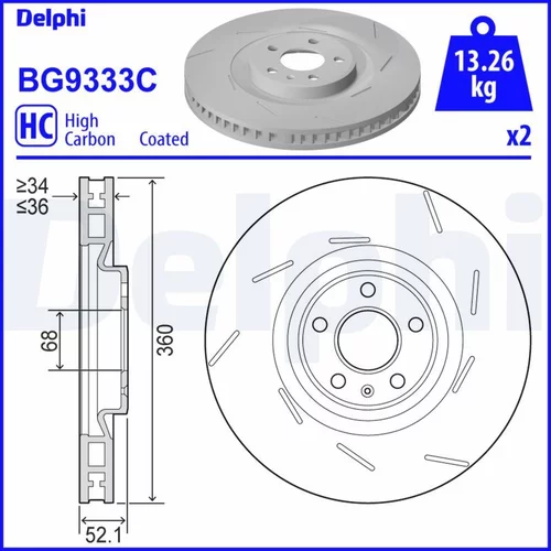 Brzdový kotúč DELPHI BG9333C