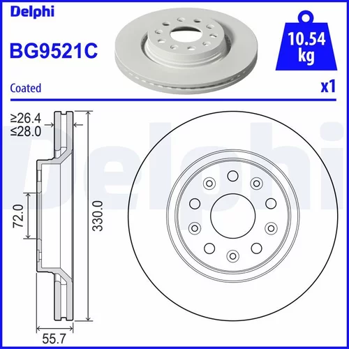 Brzdový kotúč DELPHI BG9521C