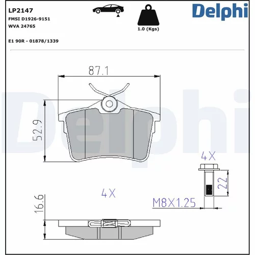 Sada brzdových platničiek kotúčovej brzdy DELPHI LP2147