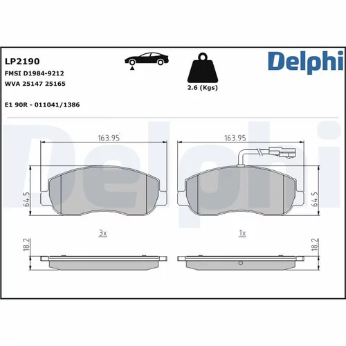 Sada brzdových platničiek kotúčovej brzdy DELPHI LP2190