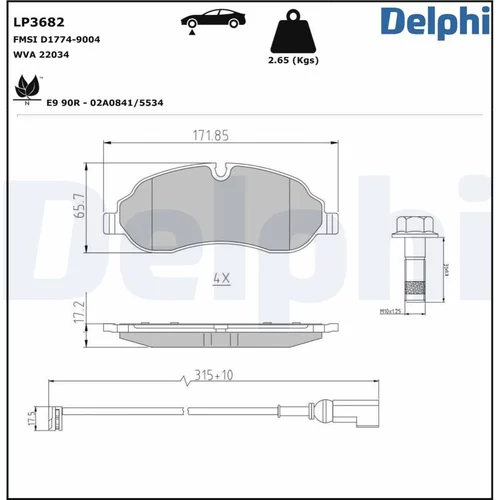 Sada brzdových platničiek kotúčovej brzdy DELPHI LP3682