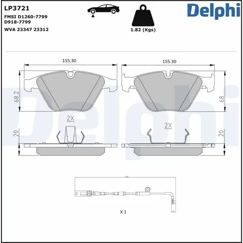 Sada brzdových platničiek kotúčovej brzdy DELPHI LP3721