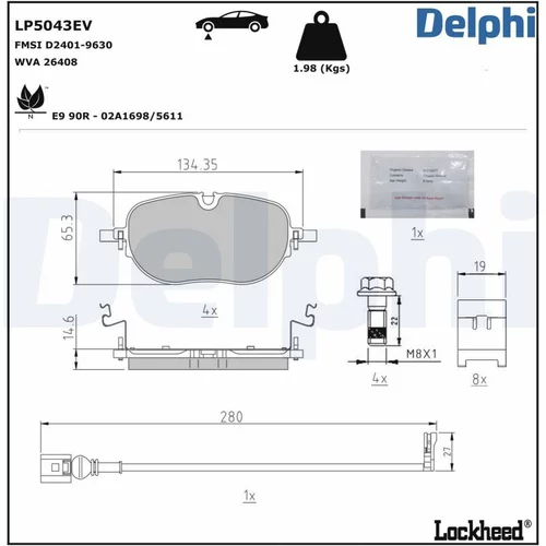 Sada brzdových platničiek kotúčovej brzdy DELPHI LP5043EV