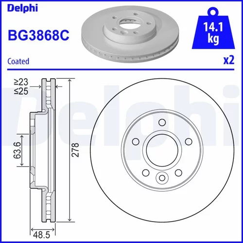 Brzdový kotúč BG3868C /DELPHI/