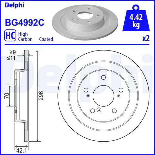 Brzdový kotúč DELPHI BG4992C