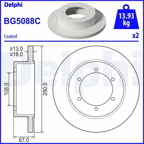 Brzdový kotúč DELPHI BG5088C