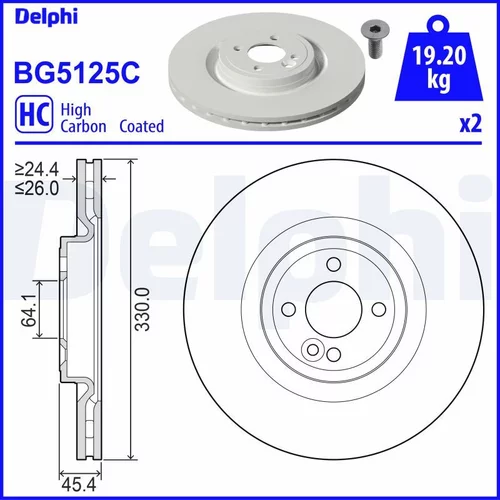 Brzdový kotúč DELPHI BG5125C