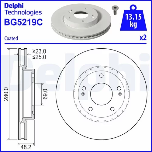 Brzdový kotúč DELPHI BG5219C