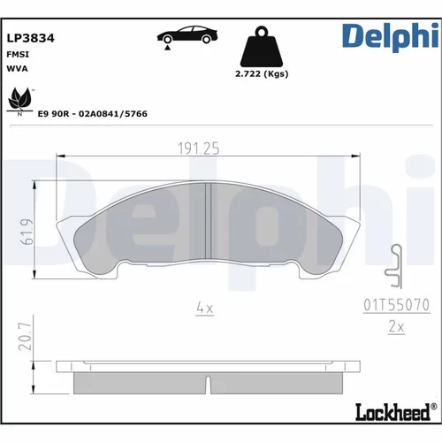 Sada brzdových platničiek kotúčovej brzdy DELPHI LP3834