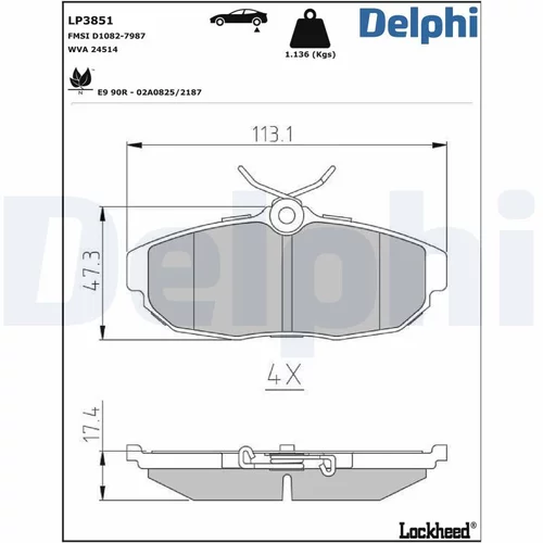 Sada brzdových platničiek kotúčovej brzdy LP3851 /DELPHI/ - obr. 1