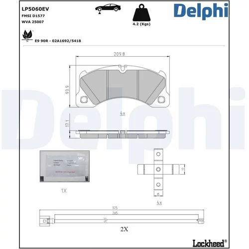 Sada brzdových platničiek kotúčovej brzdy DELPHI LP5060EV