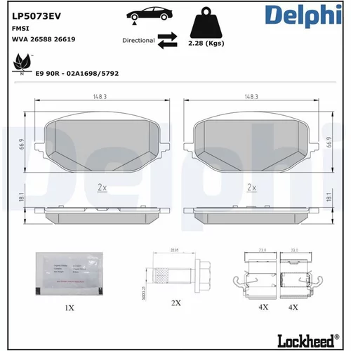 Sada brzdových platničiek kotúčovej brzdy DELPHI LP5073EV