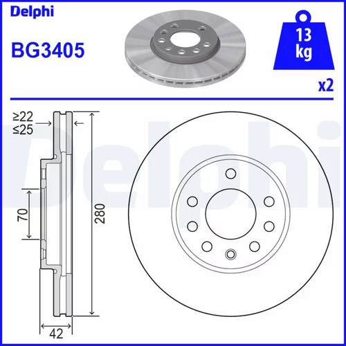 Brzdový kotúč DELPHI BG3405