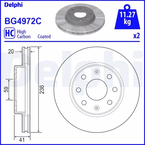 Brzdový kotúč DELPHI BG4972C