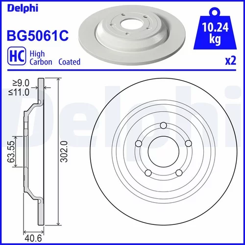 Brzdový kotúč DELPHI BG5061C