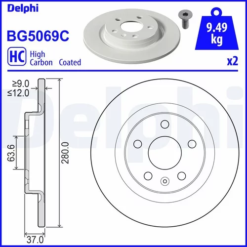 Brzdový kotúč DELPHI BG5069C