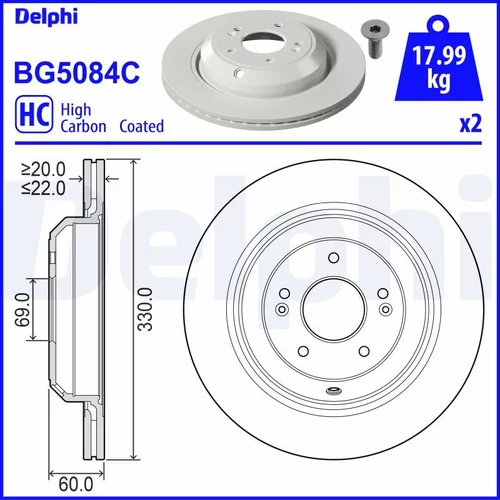 Brzdový kotúč DELPHI BG5084C