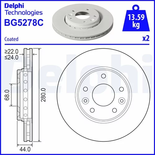 Brzdový kotúč DELPHI BG5278C