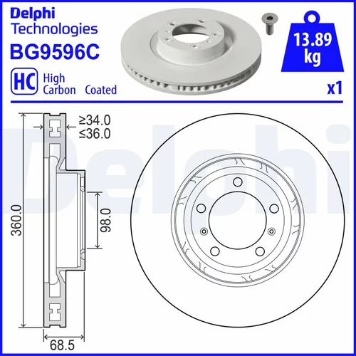 Brzdový kotúč DELPHI BG9596C