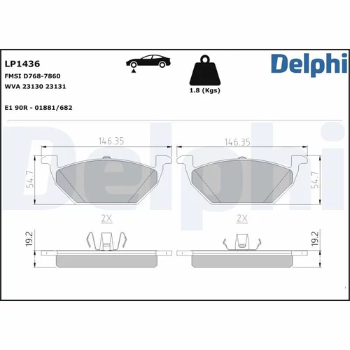 Sada brzdových platničiek kotúčovej brzdy DELPHI LP1436