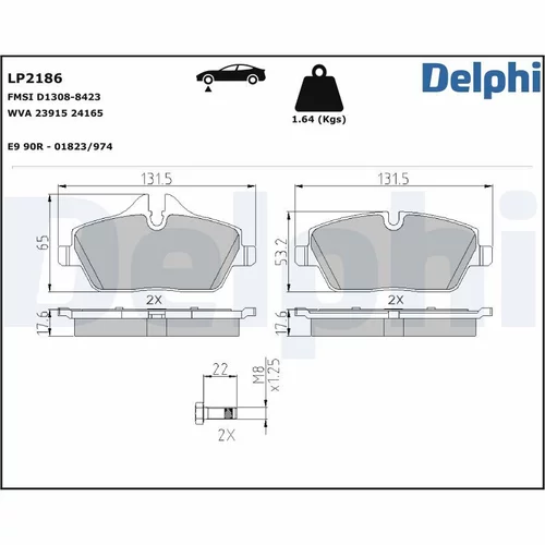 Sada brzdových platničiek kotúčovej brzdy DELPHI LP2186 - obr. 1