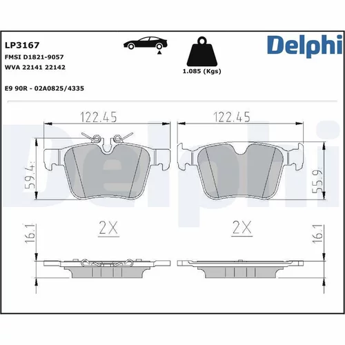 Sada brzdových platničiek kotúčovej brzdy DELPHI LP3167