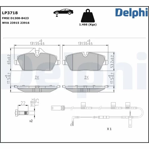 Sada brzdových platničiek kotúčovej brzdy DELPHI LP3718