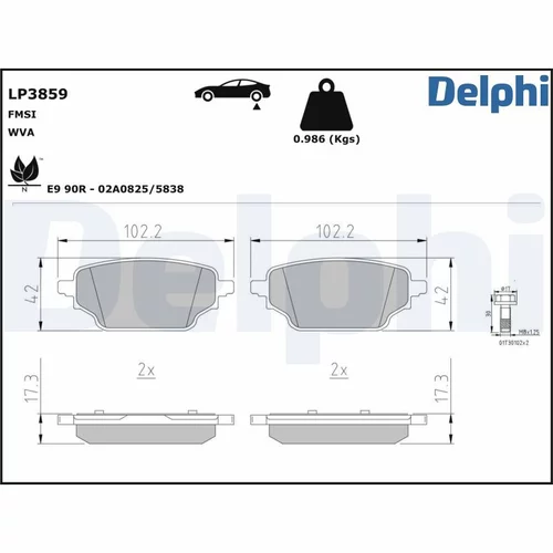 Sada brzdových platničiek kotúčovej brzdy DELPHI LP3859