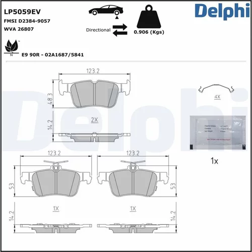 Sada brzdových platničiek kotúčovej brzdy DELPHI LP5059EV