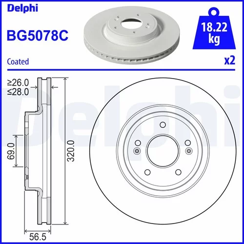 Brzdový kotúč DELPHI BG5078C