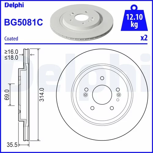 Brzdový kotúč DELPHI BG5081C