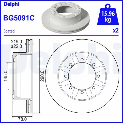 Brzdový kotúč DELPHI BG5091C