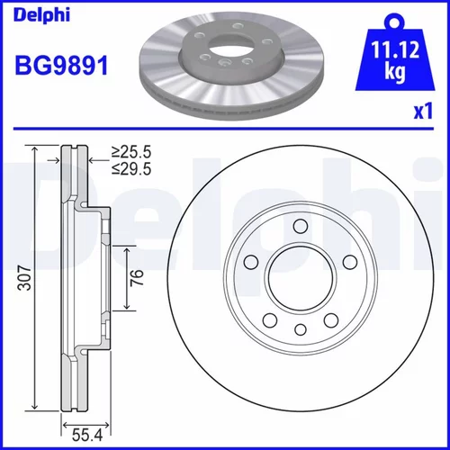 Brzdový kotúč DELPHI BG9891