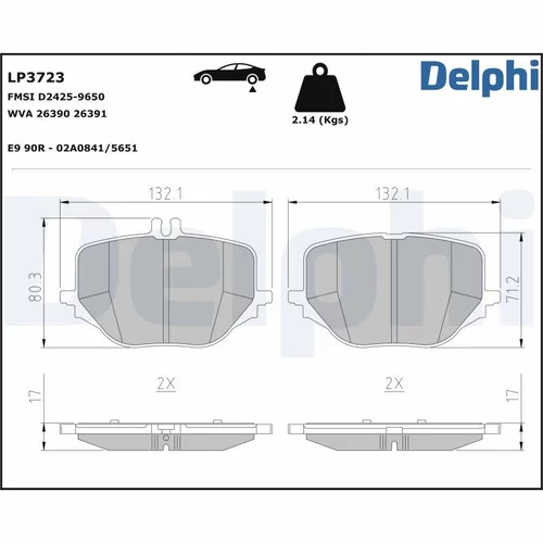 Sada brzdových platničiek kotúčovej brzdy DELPHI LP3723