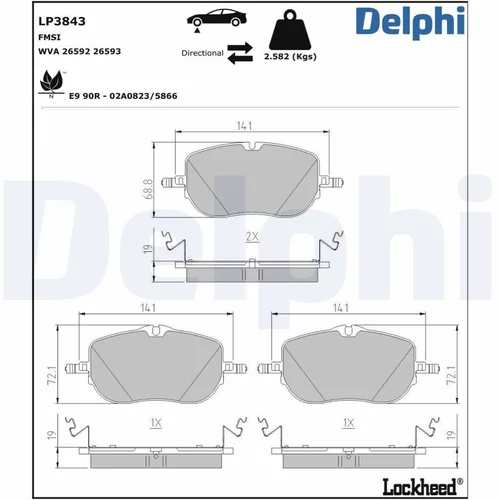 Sada brzdových platničiek kotúčovej brzdy DELPHI LP3843