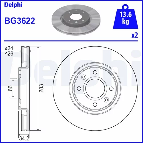 Brzdový kotúč DELPHI BG3622