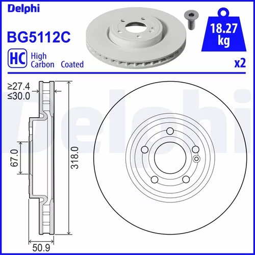 Brzdový kotúč DELPHI BG5112C