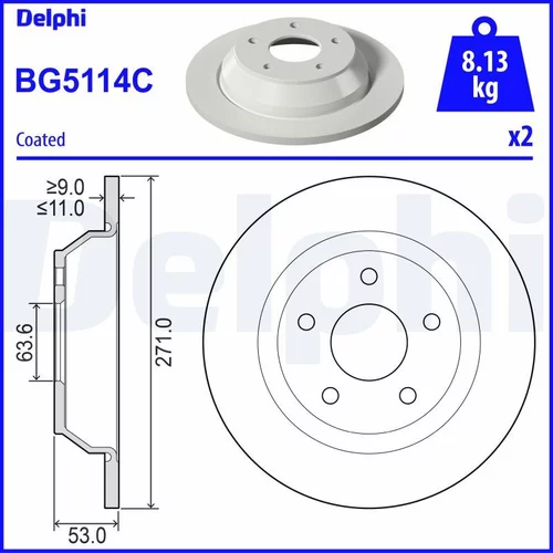 Brzdový kotúč DELPHI BG5114C