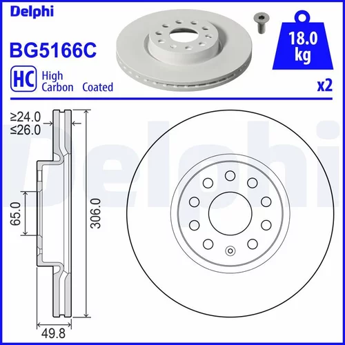 Brzdový kotúč DELPHI BG5166C