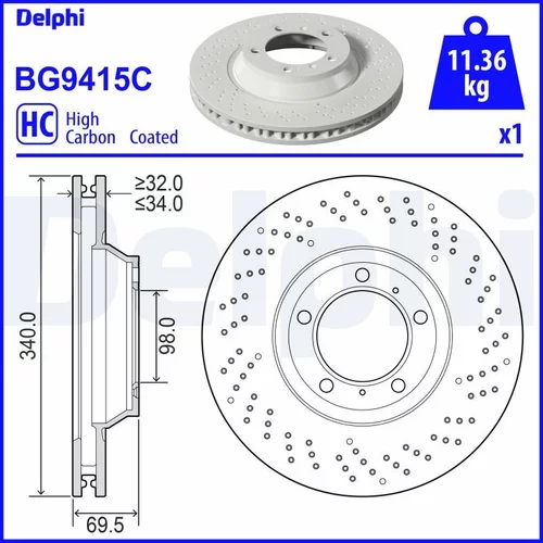 Brzdový kotúč DELPHI BG9415C