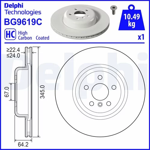 Brzdový kotúč DELPHI BG9619C