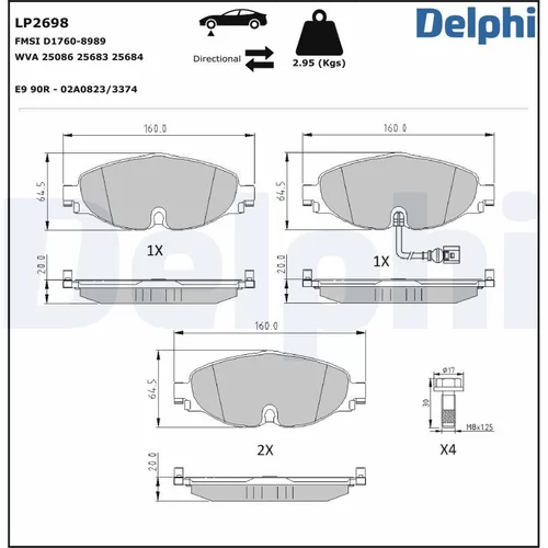 Sada brzdových platničiek kotúčovej brzdy DELPHI LP2698