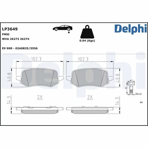 Sada brzdových platničiek kotúčovej brzdy DELPHI LP3649